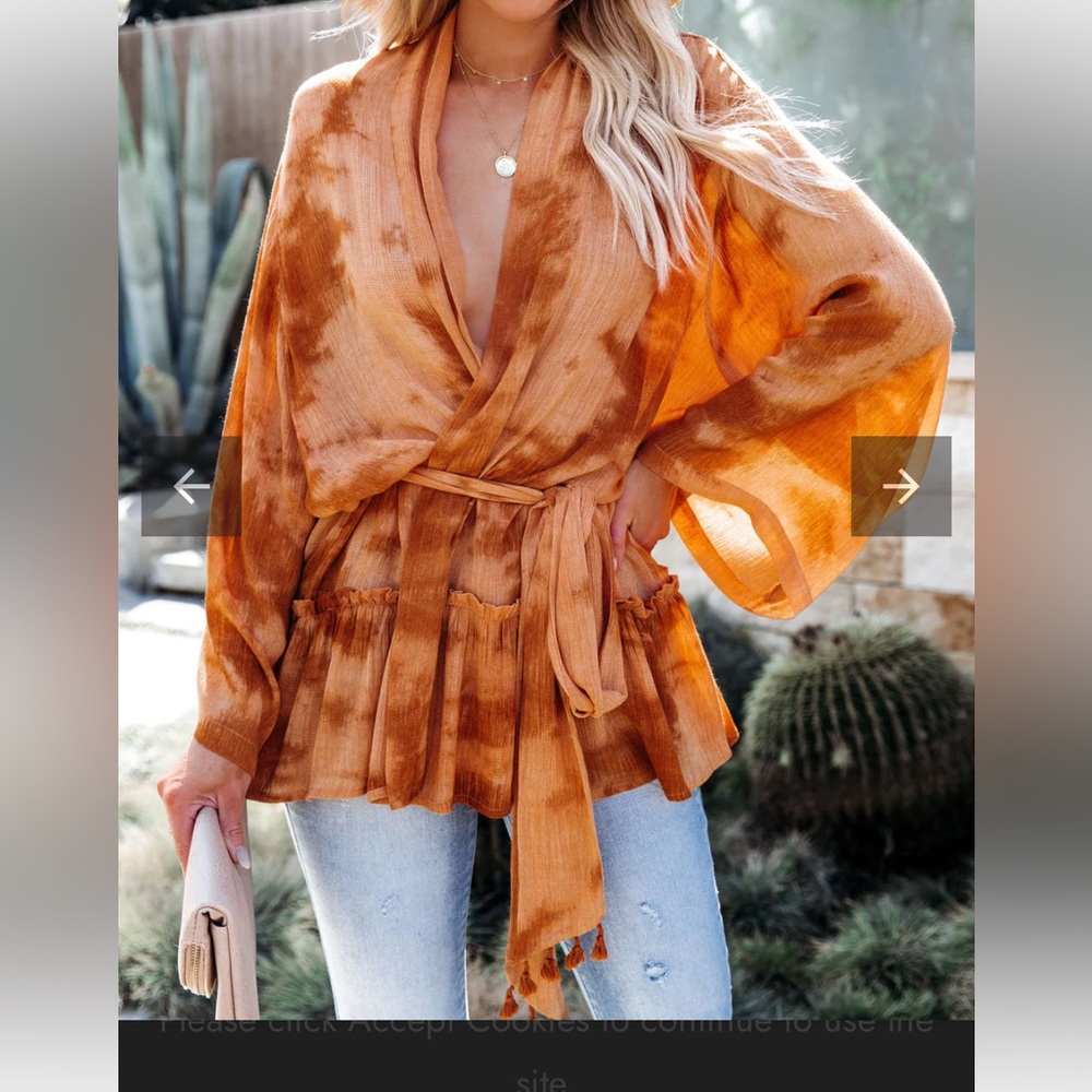 VICI Tie Dye Kimono Top Summer Butterfly Sleeve Tunic XL